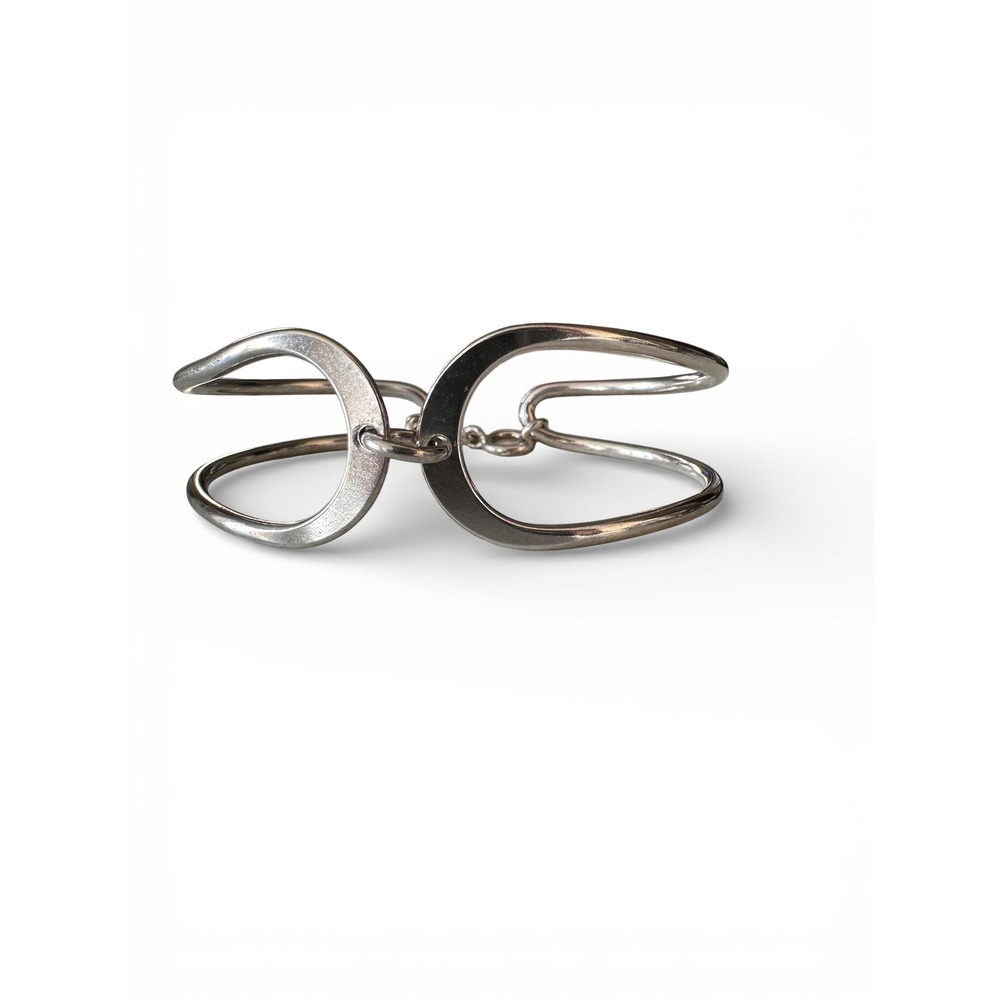 Unbranded Double Band Loop Bracelet Women Silver Excellent Minimalist Sculptural
